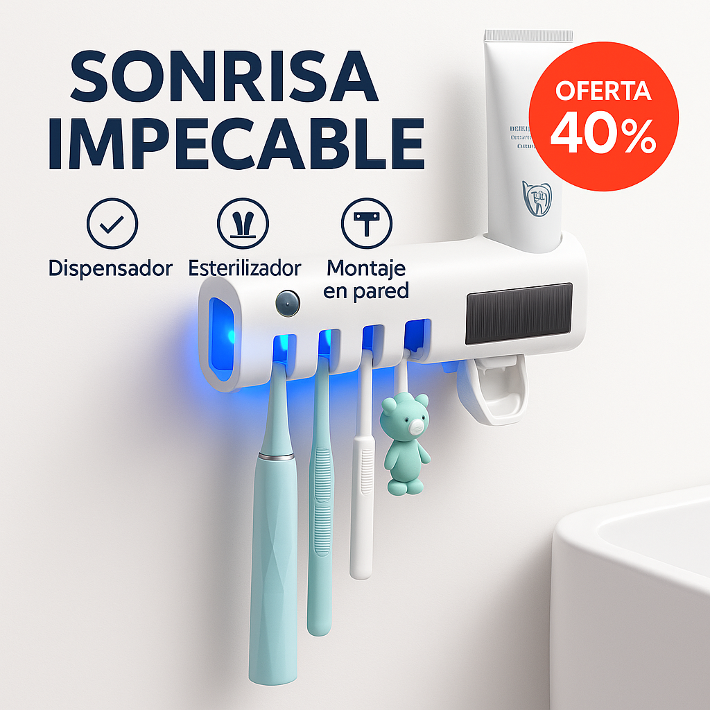 Dispensador Crema Dental + Soporte Esterilizador De Cepillos