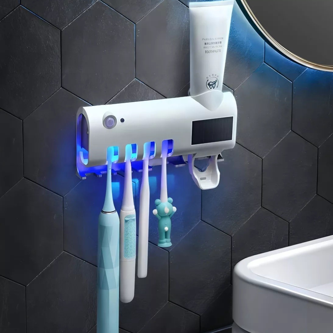 Dispensador Crema Dental + Soporte Esterilizador De Cepillos