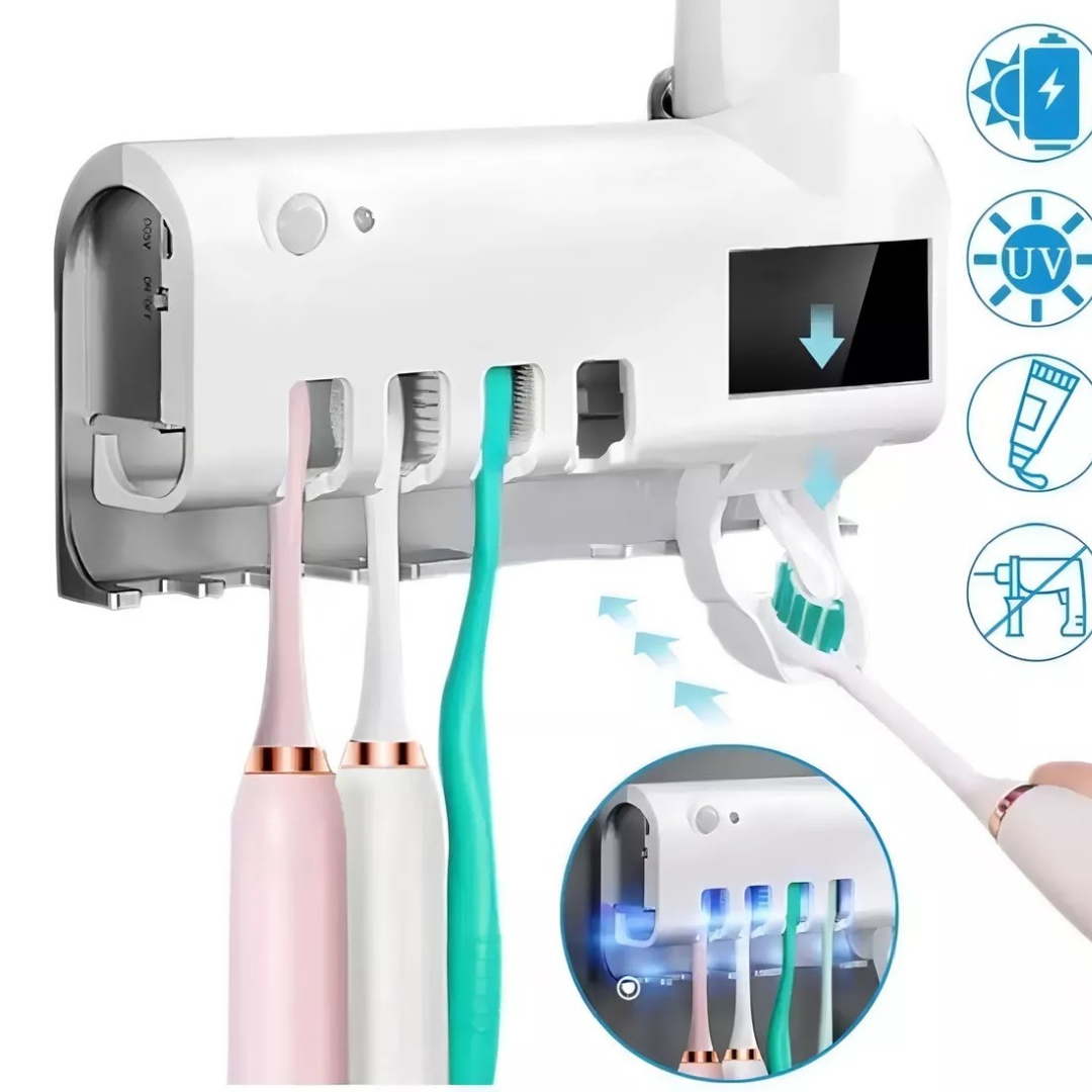 Dispensador Crema Dental + Soporte Esterilizador De Cepillos
