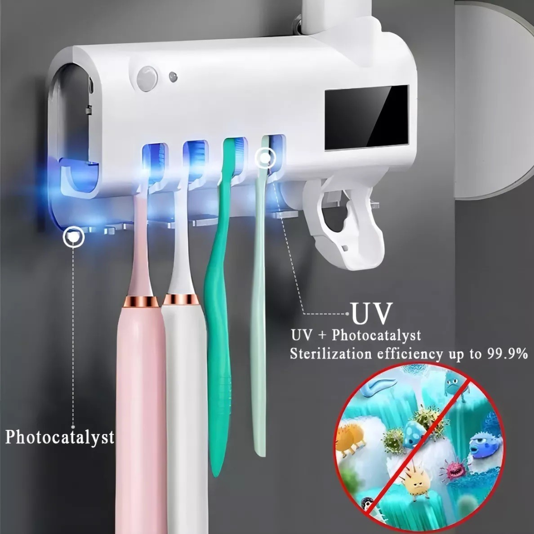 Dispensador Crema Dental + Soporte Esterilizador De Cepillos