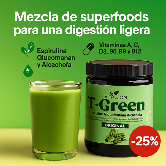T-Green 500mg 💚 – Superfood para Digestión y Energía Natural